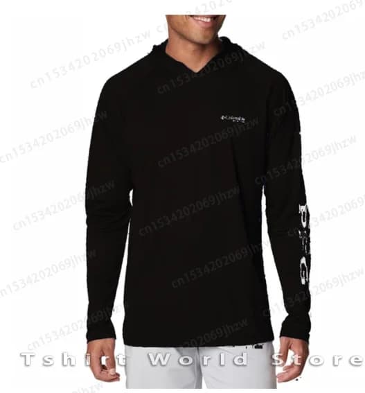 Columbia Pfg Camicia da pesca con cappuccio Protezione UV esterna Abbigliamento da pesca Protezione solare da uomo Top con cappuccio da pesca