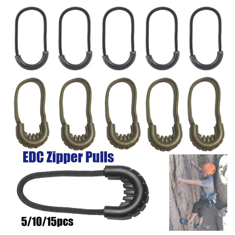5/10/15pcs EDC Zipper Pull multiuso Zipper Cord Rope Pullers borse di ricambio fibbia a Clip per zaino da viaggio valigia tenda