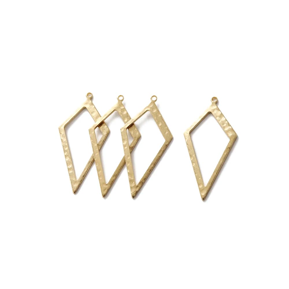 Ciondoli a rombo martellato in ottone grezzo Ciondolo con cornice a forma di diamante cavo per orecchini fai da te, bracciale, collana, creazione di gioielli