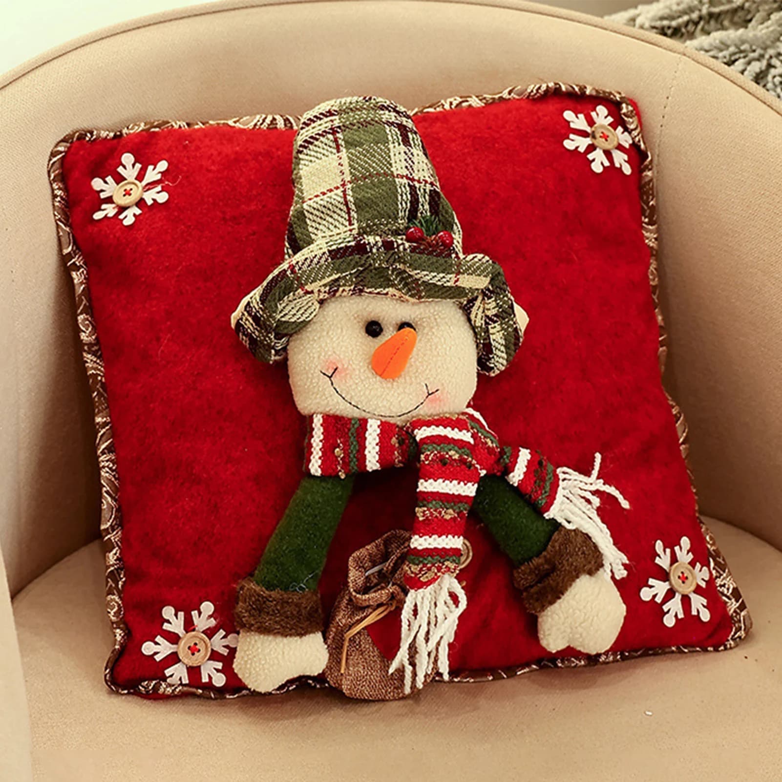 3D Christmas Pillow Lining Snowman Santa Claus Alce Model Federa Pillow Covers for Home Sofa 2026 New Year's Christmas Decorations