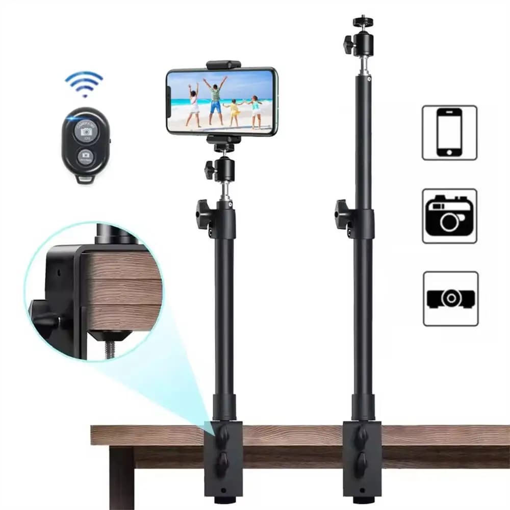 Roreta Supporto da tavolo Supporto per fotocamera DSLR C Morsetto Luce Luce fotografica Supporto per braccio con testa a sfera per telefono Video Anello luminoso Zoom