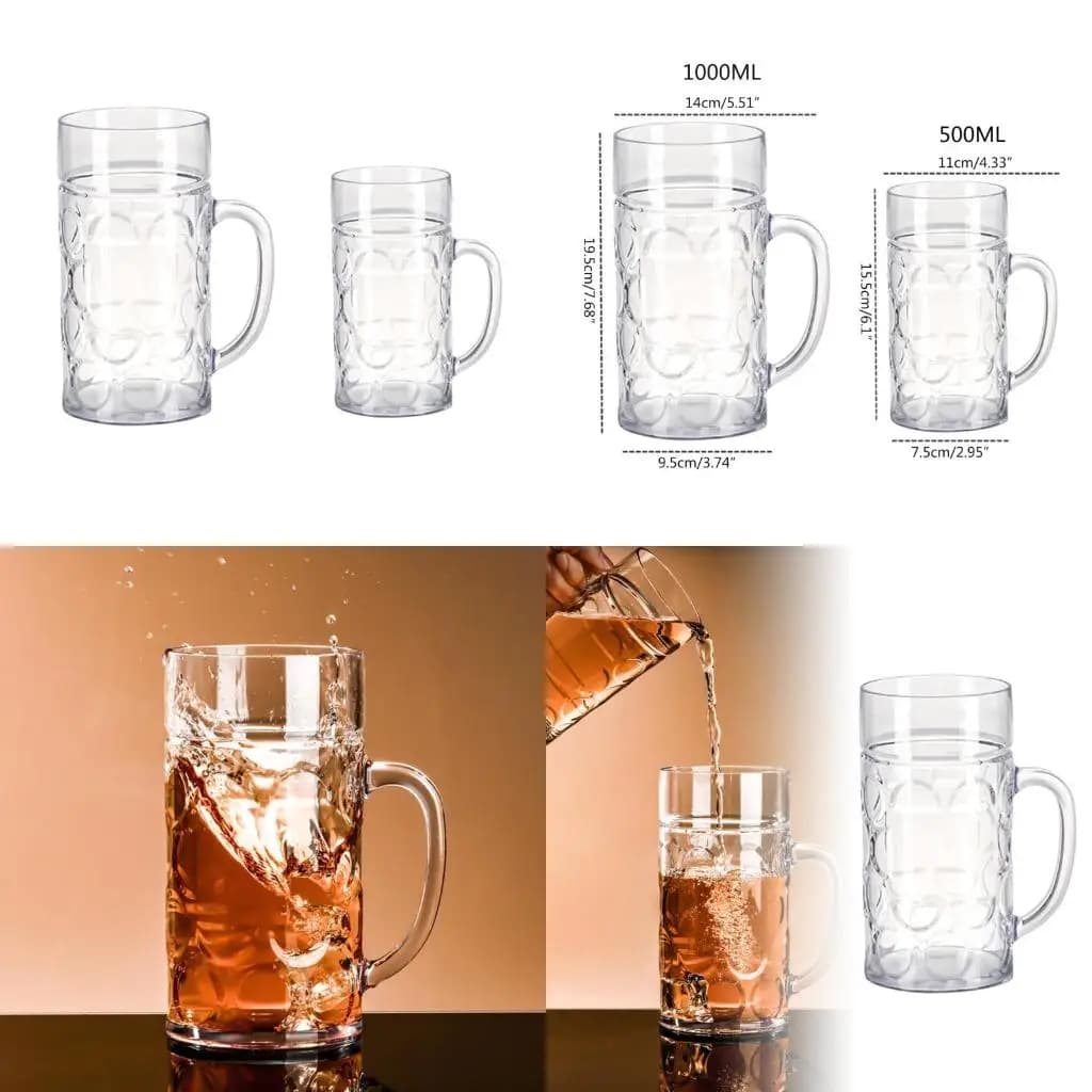 Boccale da birra in plastica con manico Bicchieri infrangibili Bicchieri da acqua per bar