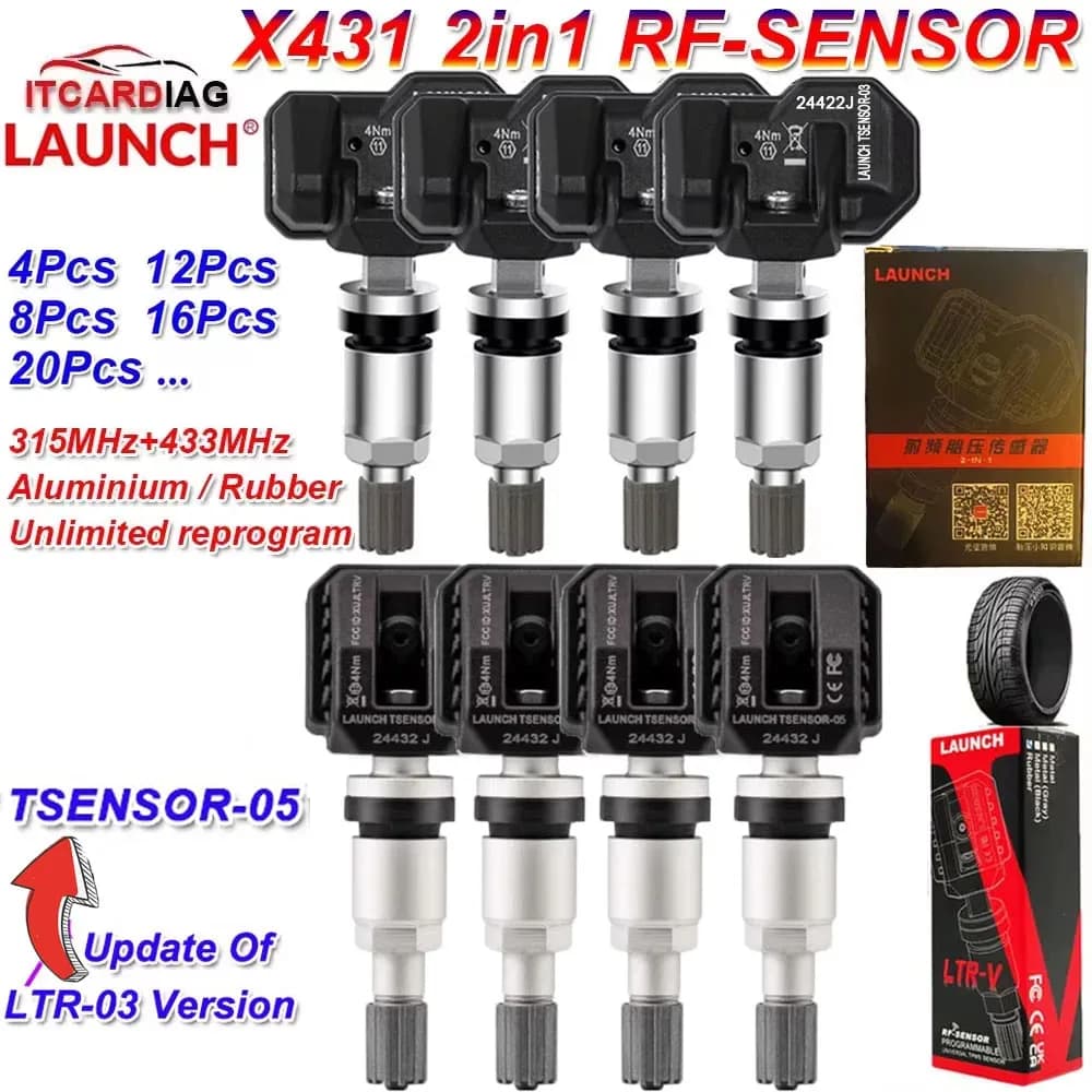 LAUNCH X431 LTR-05 Sensore 2 in 1 LTR-03 Sensore RF 315MHz/433MHz TPMS Strumenti di Riparazione Pneumatici Scanner TSGUN Tester Sensore Pressione Pneumatici