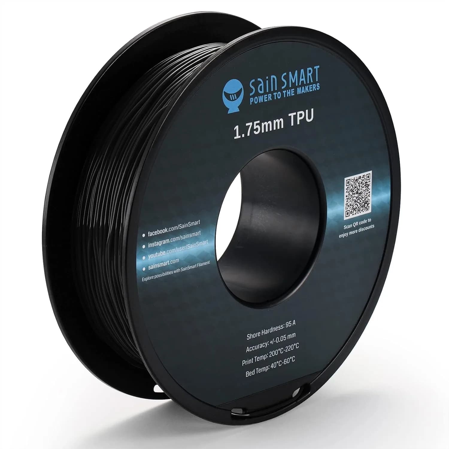 Filamento Flessibile in TPU per Stampante 3D 1.75mm, Bobina da 0.8kg con Precisione Dimensionale +/- 0.05mm per Stampe Robuste