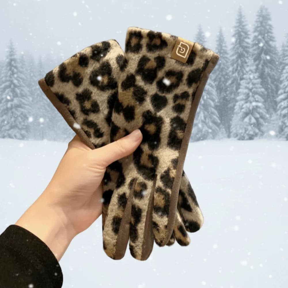 Pratici guanti in cashmere con stampa leopardata a prova di freddo per tenere al caldo guanti da guida da donna touch screen guanti antivento ciclismo invernale