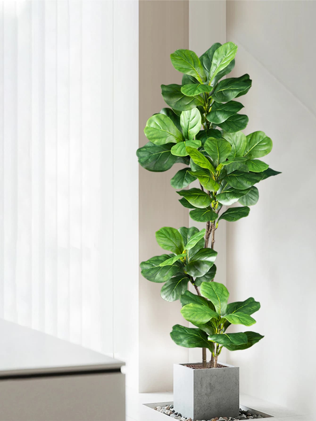 Albero di Ficus Artificiale Grande 70-135cm, Ramo di Pianta Finta in Gomma, Foglie di Ficus in Plastica per Decorazione Casa e Giardino Interno ed Esterno