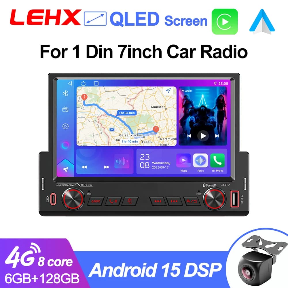 LEHX Universale 1 Din 7 pollici Autoradio Android Auto Carplay Multimediale Per Hyundai Lada Toyota Nissan Ford VW GPS Stereo Autoradio