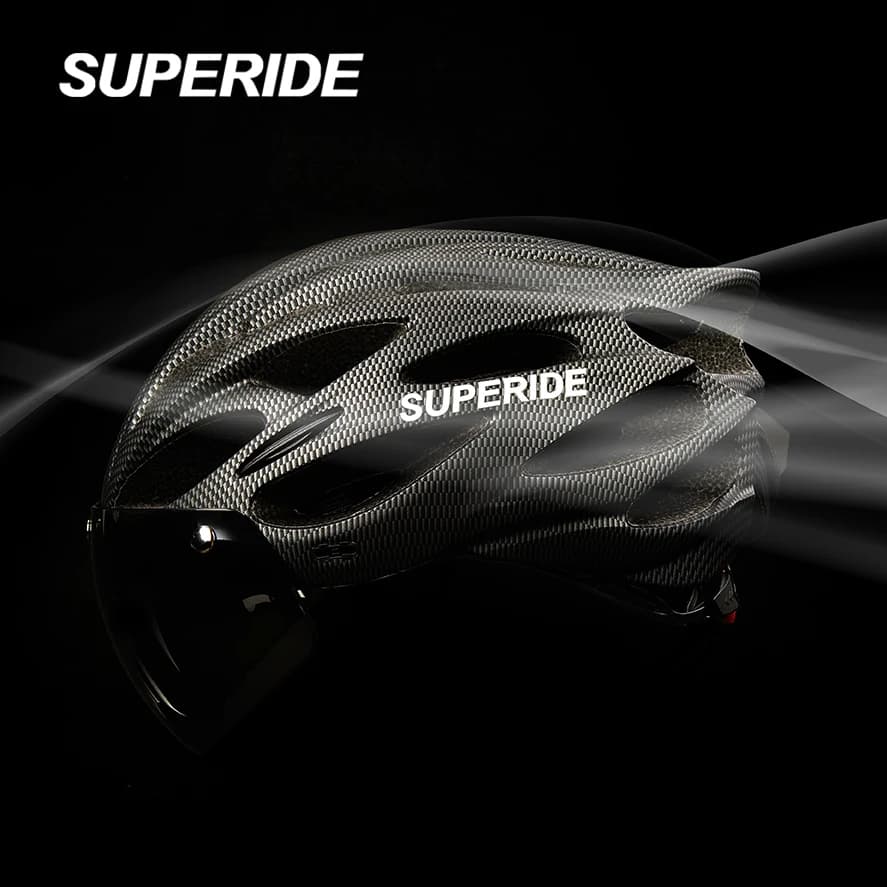 Casco da Ciclismo SUPERIDE Ultraleggero con Occhiali Magnetici e Visiera Parasole, per Uomo e Donna, Casco Bici da Strada e MTB
