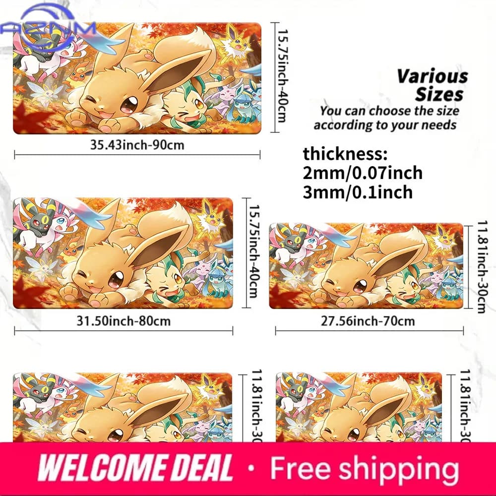Tappetino da gioco TCG Autumn Eevee & Eeveelutions, tappetino lavabile antiscivolo