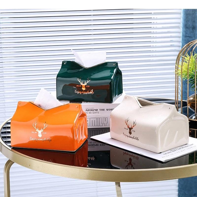 Tissue Boxes Ceramic Toilet Paper Napkin Holders Home Desktop Exquisite Towel Storage Box Accessories