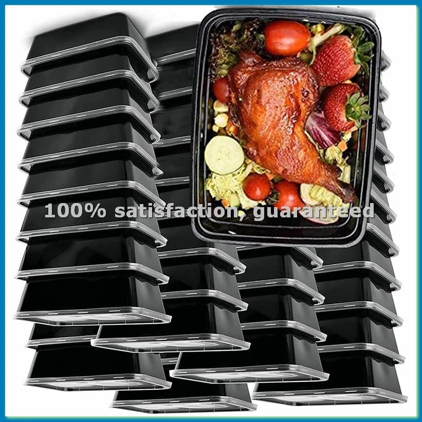Set di 50 Contenitori per Pasti Riutilizzabili, Scatole Bento in Plastica per Alimenti da Asporto, Contenitori per Pranzo-ABRM