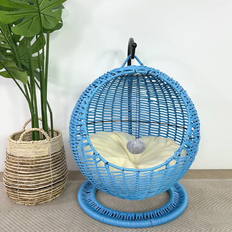 Lettiera per gatti in rattan quattro stagioni universale lettiera per gatti culla amaca estiva lettiera semi chiusa per animali domestici gabbia per gatti villa casetta per cani