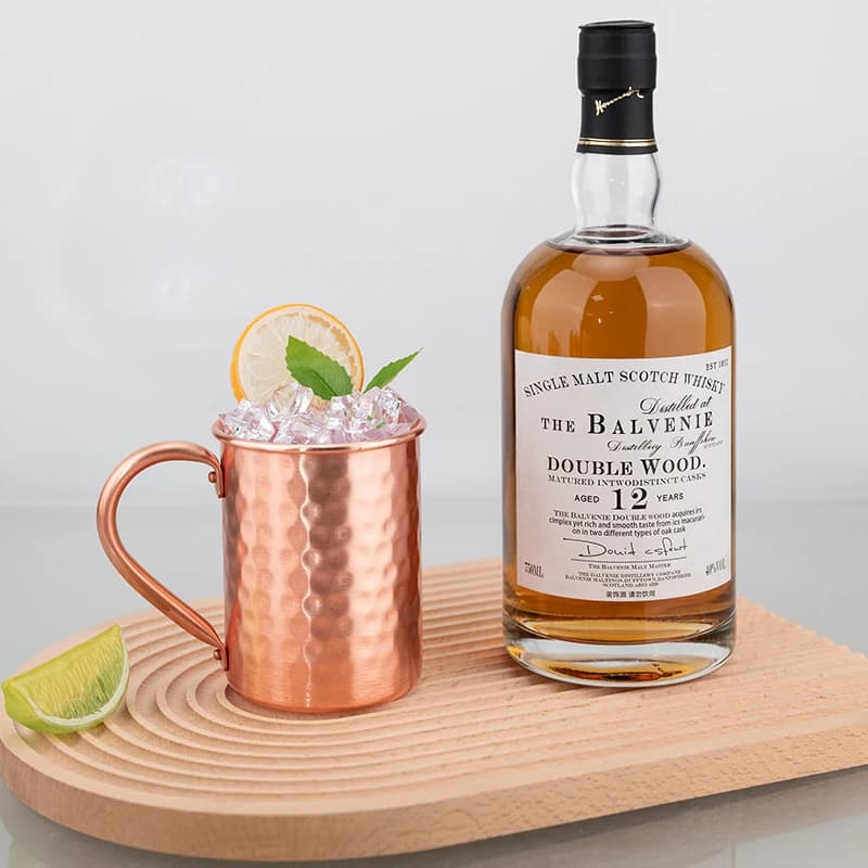 4 tazze da mulo di Mosca martellate in rame puro da 400 ml - Tazza da cocktail artigianale per bevande ghiacciate, miscelatori per vodka, articoli da bar e regali