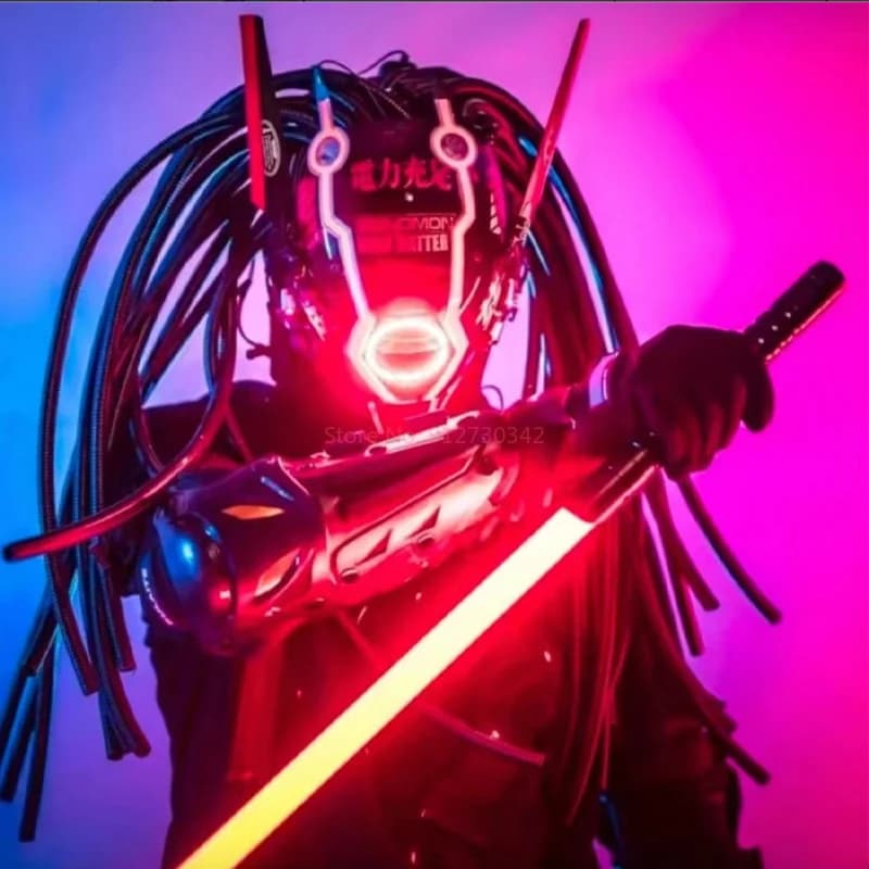 Cyberpunk LED Mask with Rhythmic Technology, Comic Display, Cosplay, Luminous Mask Change-Face, Accessories for Riprese and Decoration