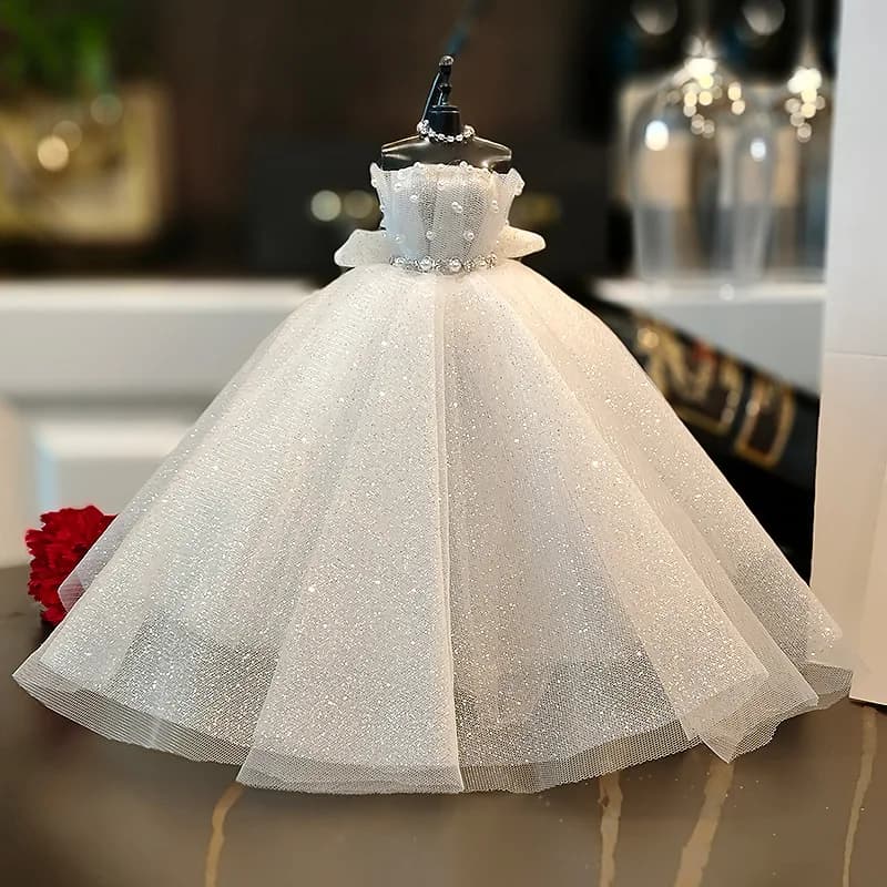 Set Mini Abito da Sposa 1/6 con Supporto, Costume Modello Sposa, Espositore per Abito Nuziale, Manichino, Regalo per San Valentino e Anniversario