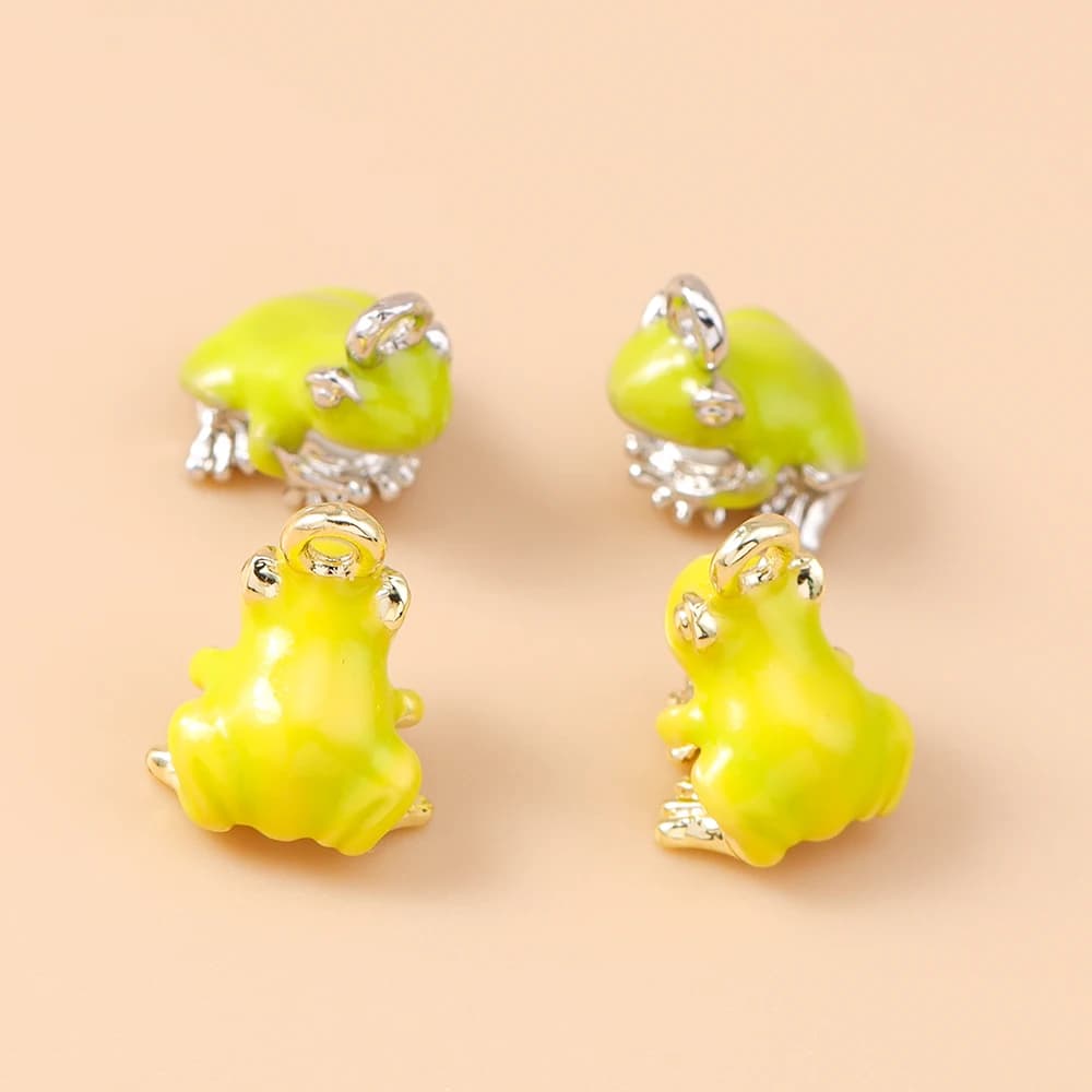 Leslie 5 pezzi simpatici mini pendenti a forma di rana con ciondoli a forma di rana per braccialetti in argento sterling di marca che realizzano collane di orecchini fai da te