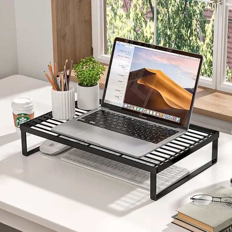 Laptop Computer Base Bracket Monitor Raising Stand Heat Dissipation Hollowed Out Storage Rack Kitchen Office Storage Holders