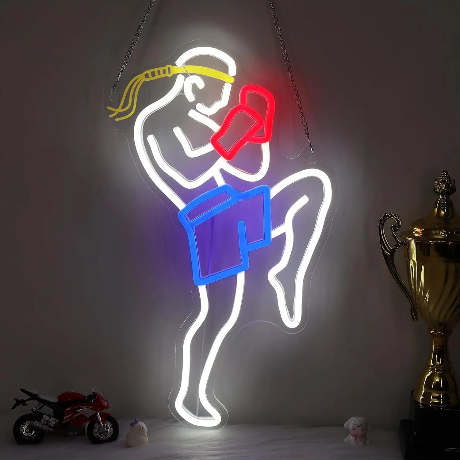 Muay Thai Insegna al neon Arti marziali Luce al neon USB per camera da letto Sala giochi Uomo Cave Club Combattimento Sport Tema Room Decor Regali Uomo