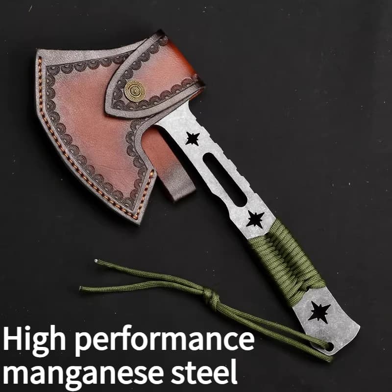 NUOVA Ascia da Campeggio in Acciaio ad Alto Contenuto di Manganese Forgiata a Mano, Ascia Tattica Portatile EDC per Autodifesa
