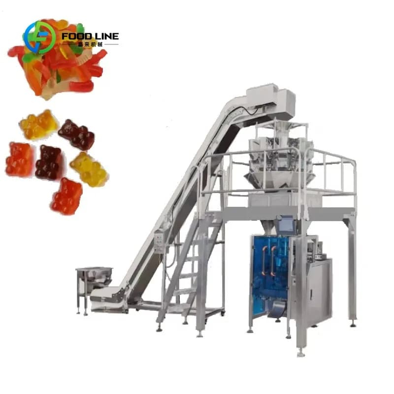 Customized Automatic Vertical 3 Side Seal Food Granule Seeds Nuts Dried Fruit Rice Sugar Fill 10 Head Weigher Scale Pack Machine