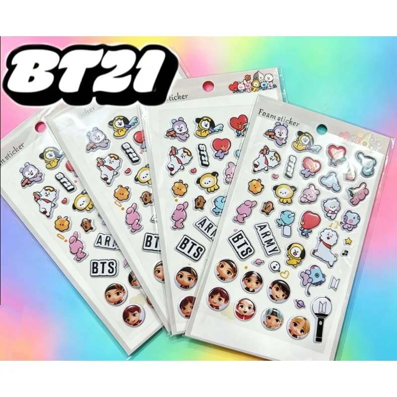 Adesivi 3D BT21, Adesivi Cartoon Carini, Merchandise K-pop, Decalcomanie Stereo per Telefono e Fai-da-Te