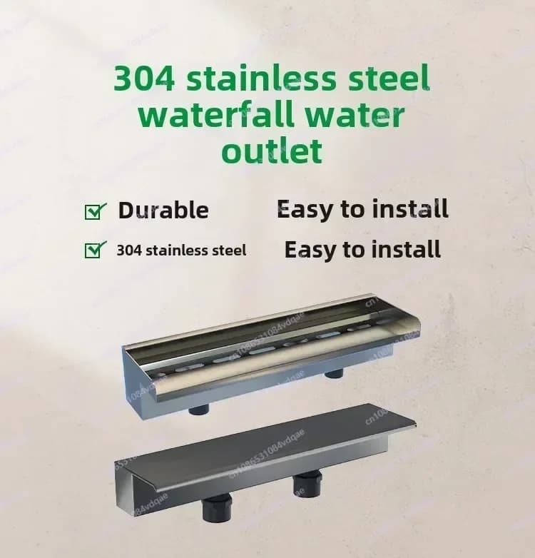 Stainless steel waterfall – Wall fountain with sliding water for pond and courtyard
