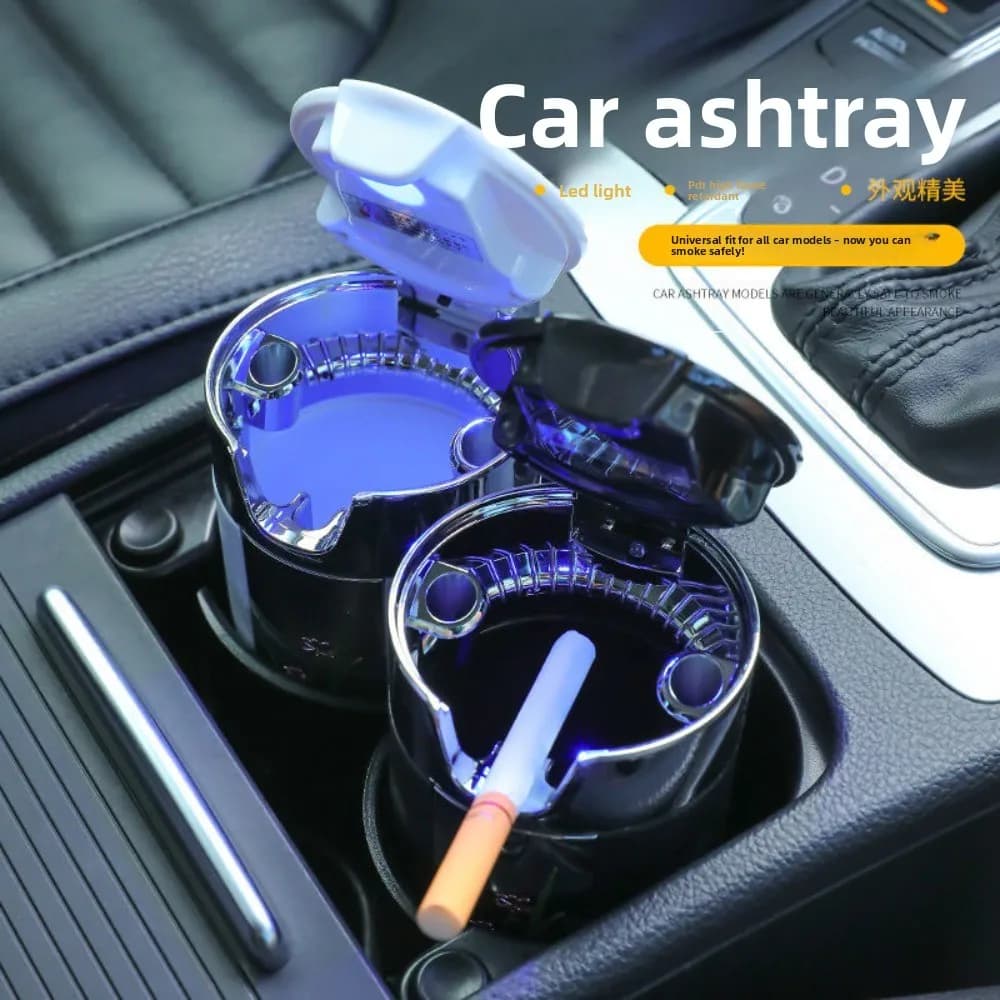 Posacenere per Auto, Posacenere Luminoso Creativo con Striscia LED Incisa, Posacenere Sospeso di Tendenza, Accessori per Auto