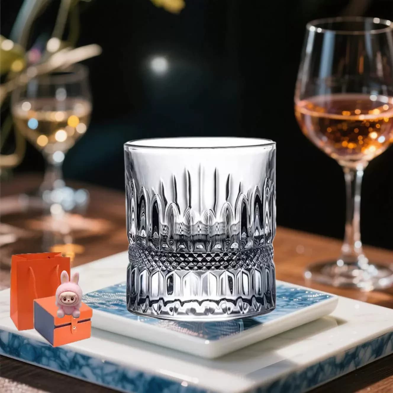 1PCS Glass Thick Bottomed Wine Glass Whiskey Glass Creative Ice Hockey Cup Coffee Mug Drinking Glasses Party Tool