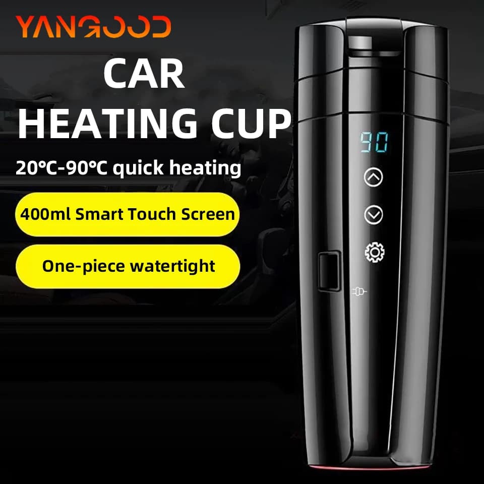 Smart Car Quick Heating Cup Stainless Steel Children's Material 12V 24V Electric Kettle LCD Touch Control Display in real time
