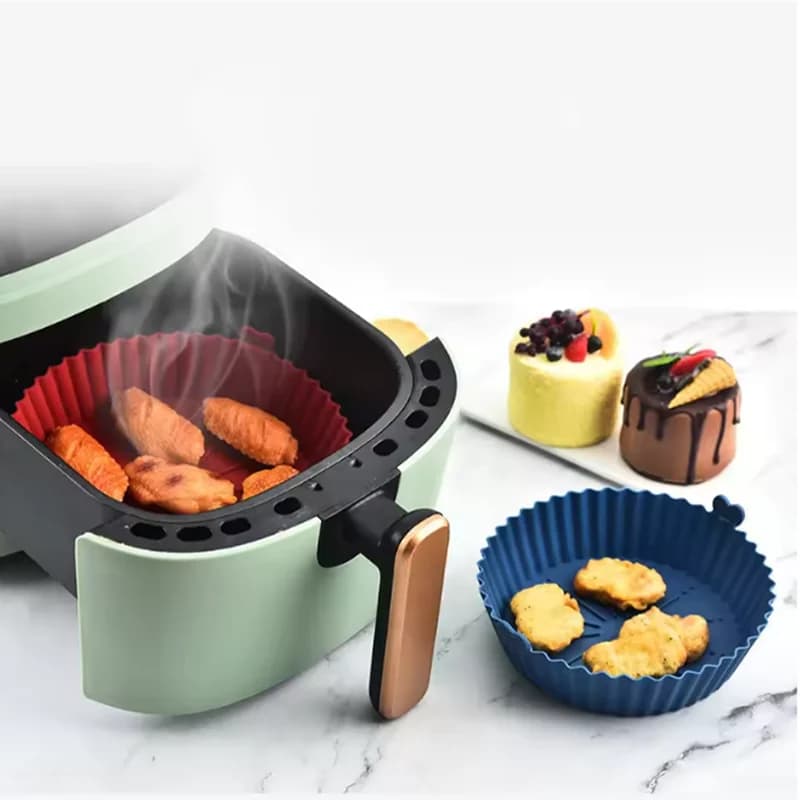 Pack of 2 silicone coatings for air fryer, 7.4 inch fryer coatings, reusable coatings for air fryer, baking tray with silicone coating, air frying