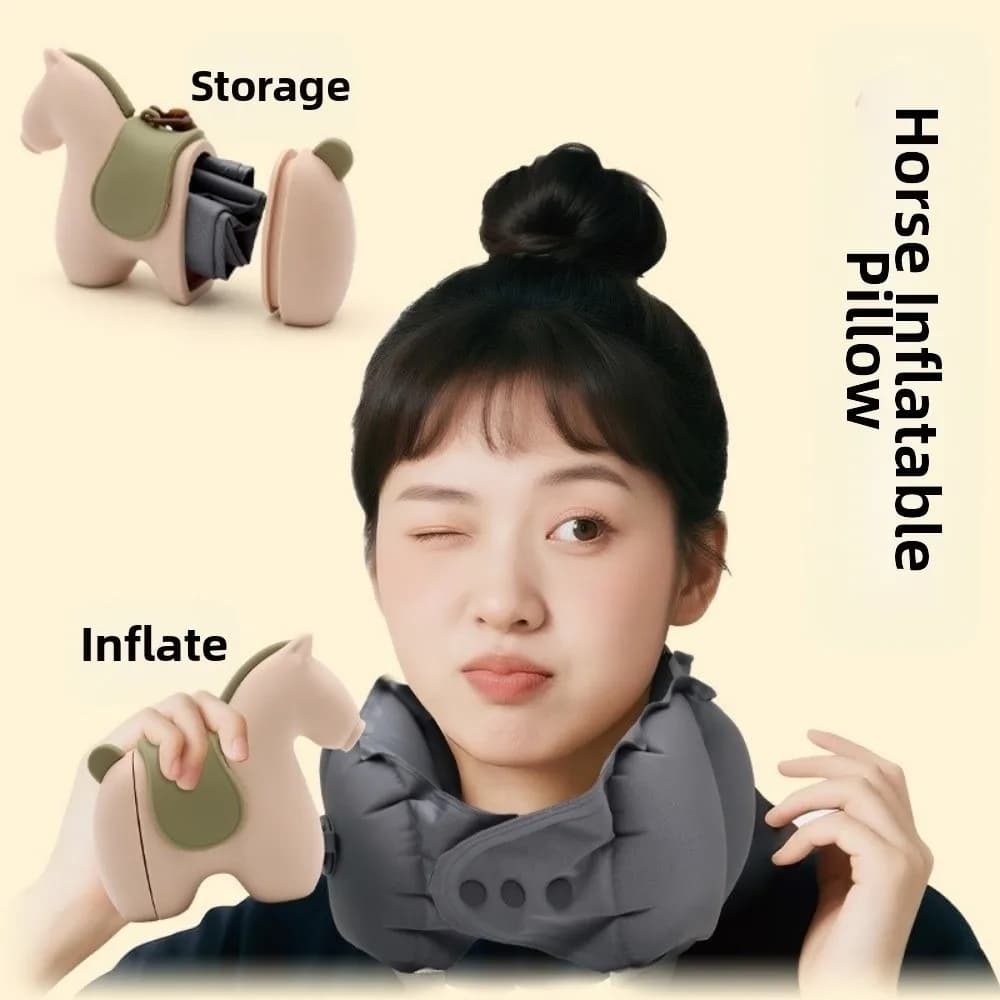 Neck Protection Inflatable Neck Pillow Super Light Pressed Inflation U-shaped Travel Pillow Comfort Creative