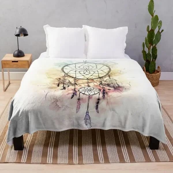 Colorful Dreamcatcher Bohemian Super Soft Fleece Throw Blanket Lightweight All Season Warm King Queen Size Blanket Lightweight