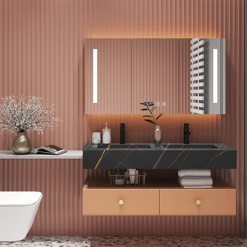 Armadi da bagno integrati Rock Plate Lavaggio del viso Lavaggio delle mani Armadi da bagno Mobili a specchio intelligenti Taquilla JT40B