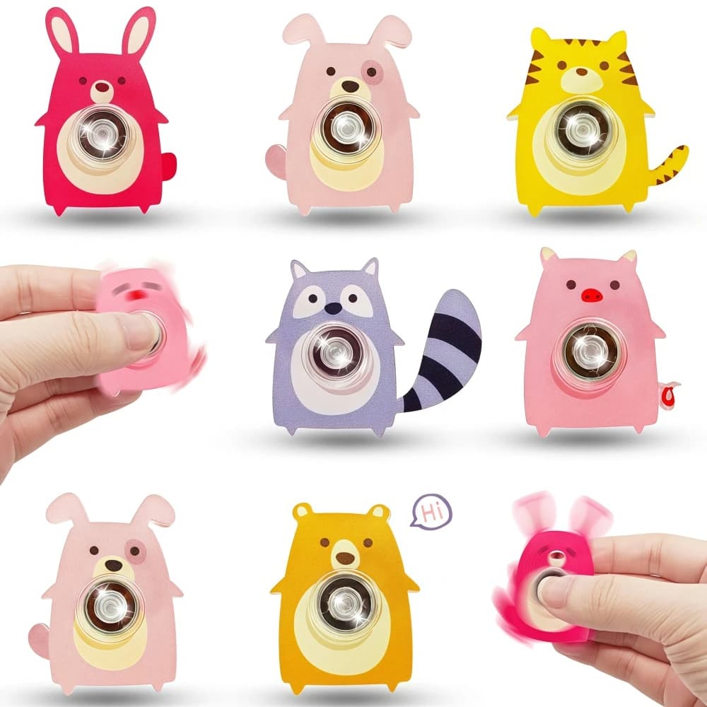 Confezione assortita di Fidget Spinner per animali acrilici in cartone animato per bomboniere 6/12/18 pezzi Imbottitura per premi di gioco di carnevale di compleanno di Pasqua
