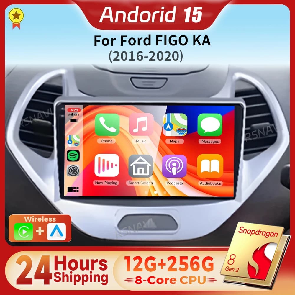 Android 15 Carplay Auto 2K Schermo Autoradio BT Lettore video multimediale per Ford FIGO 2016 - 2020 Autoradio GPS Spedizione in 24 ore