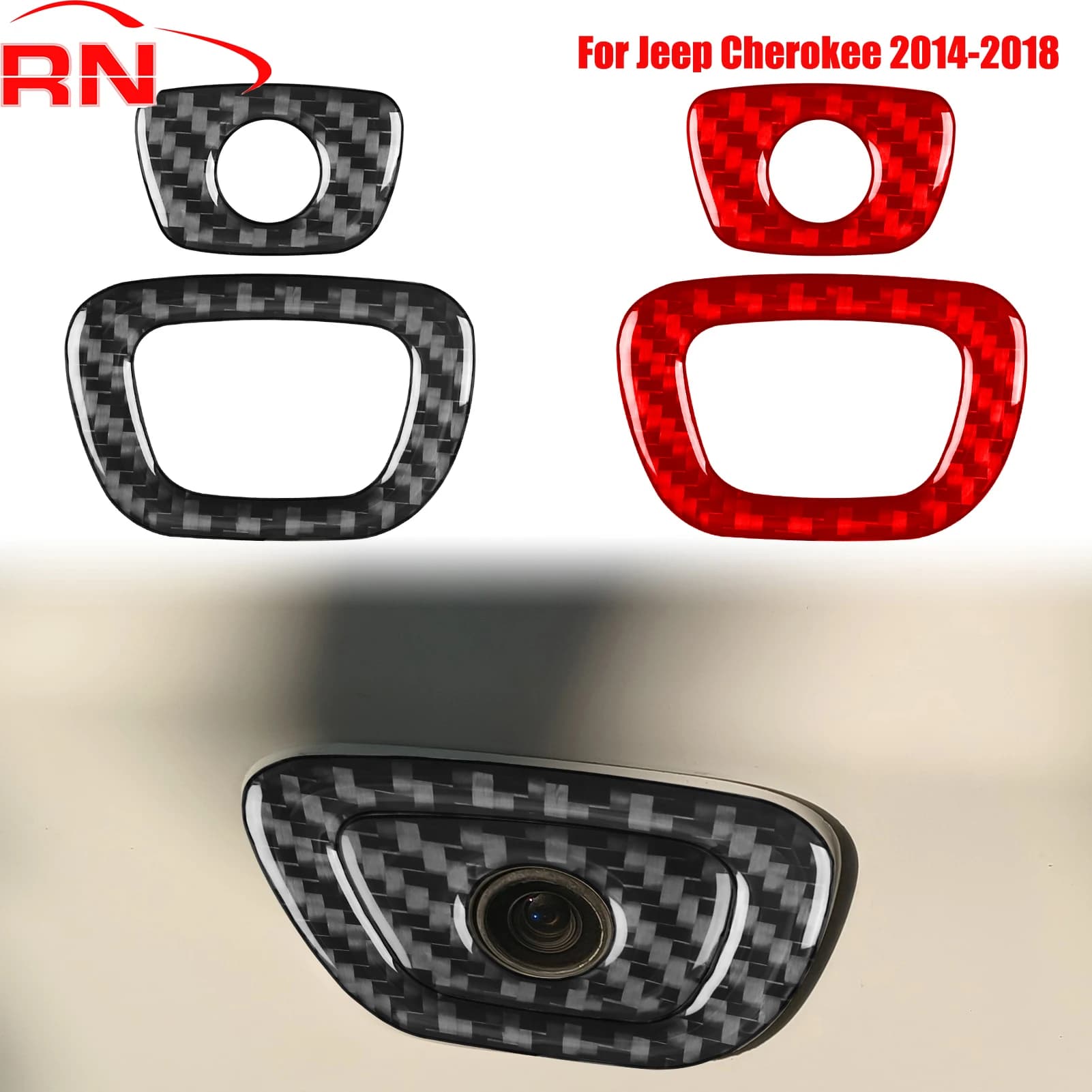 Per Jeep Cherokee 2014-2018 Modificato In Fibra di Carbonio Auto Telecamera Posteriore Lunetta Accessori Interni Adesivi Decorativi
