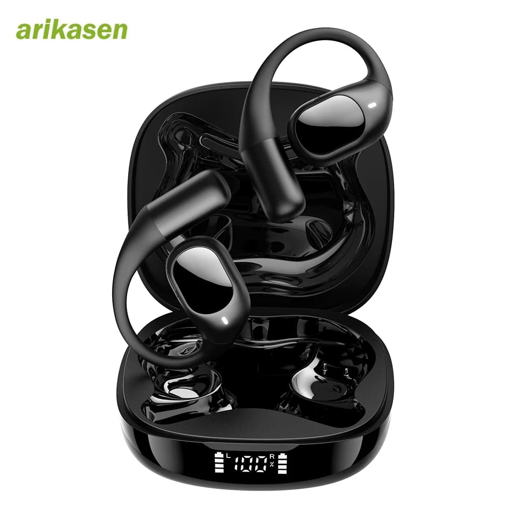 Open sports earphones, open ear wireless audio freedom Effortless fit, safe listening, open headphones Bluetooth 5.3, rich bass