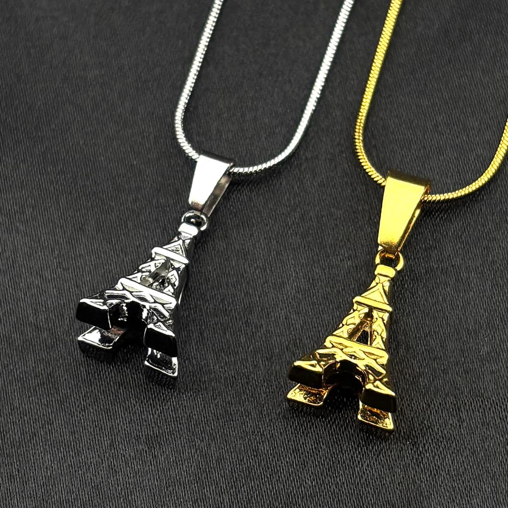 Paris Eiffel Tower Chain For Women Men Stainless Steel Gold Color Creative Party Hiphop Couple Neck Pendant Jewelry Accessory