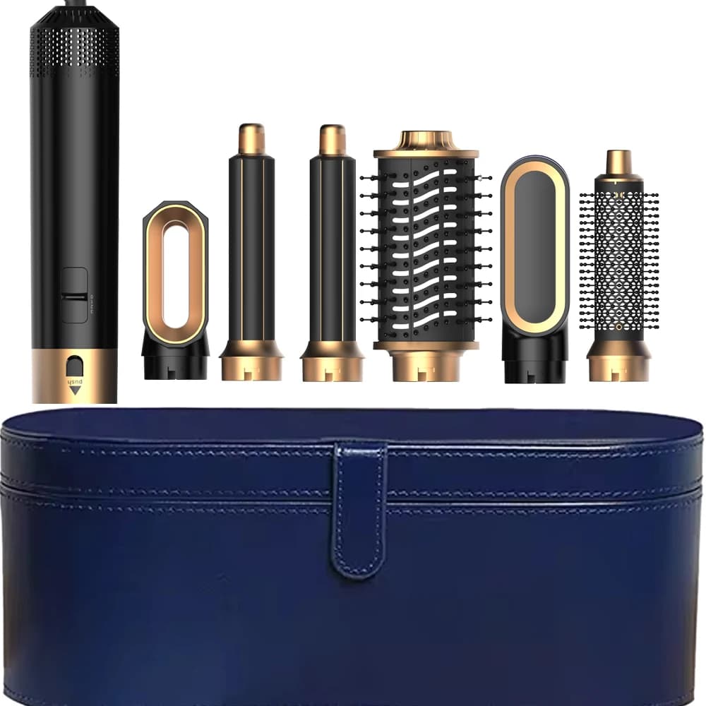 Professional hairdryer brush 6 in 1, adjustable hot comb, curling iron plate, styler for use in salon