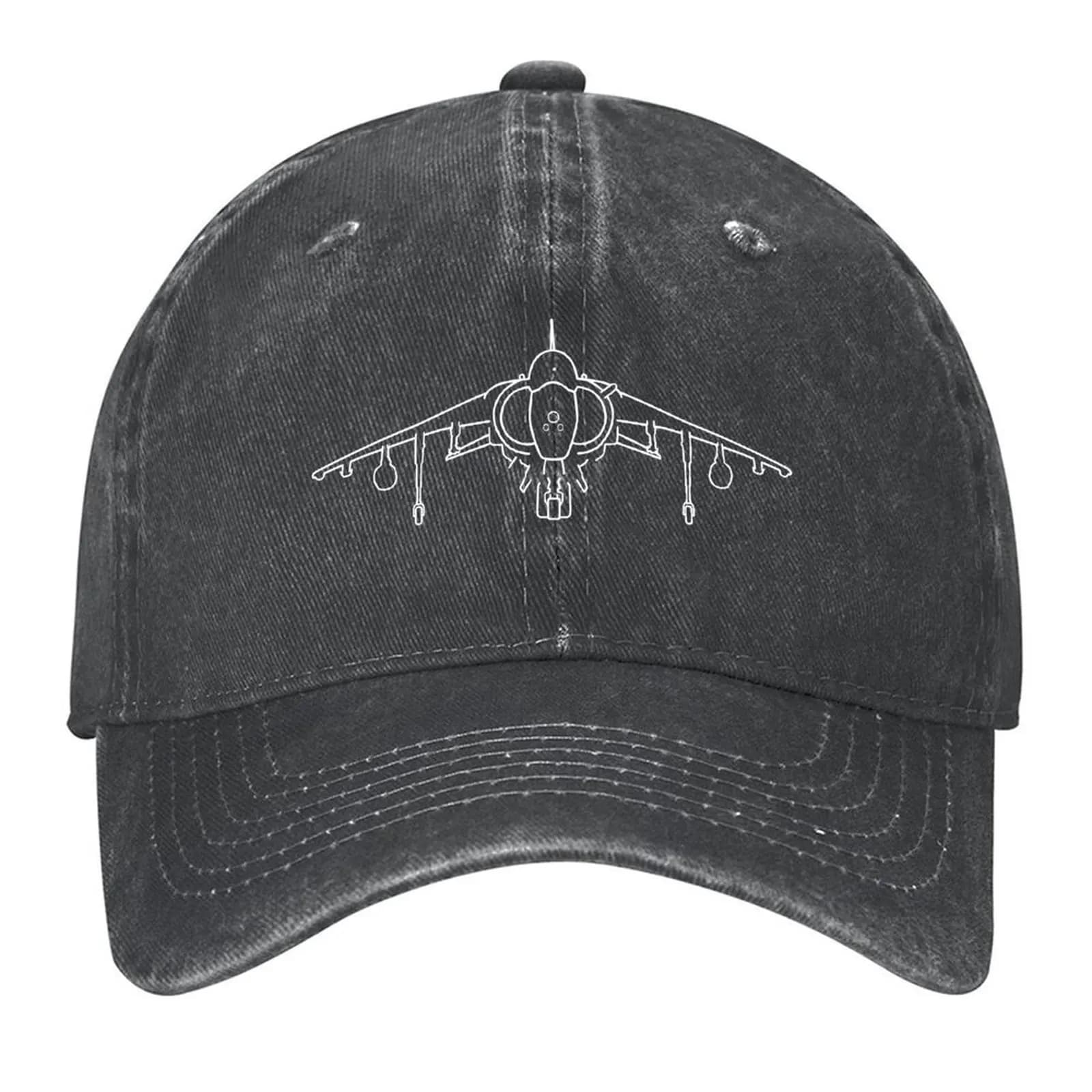 Hawker Harrier salto jet aereo da caccia contorno grafico (bianco) Berretto da baseball Cappelli da golf in offerta Uomo Abbigliamento da golf Donna