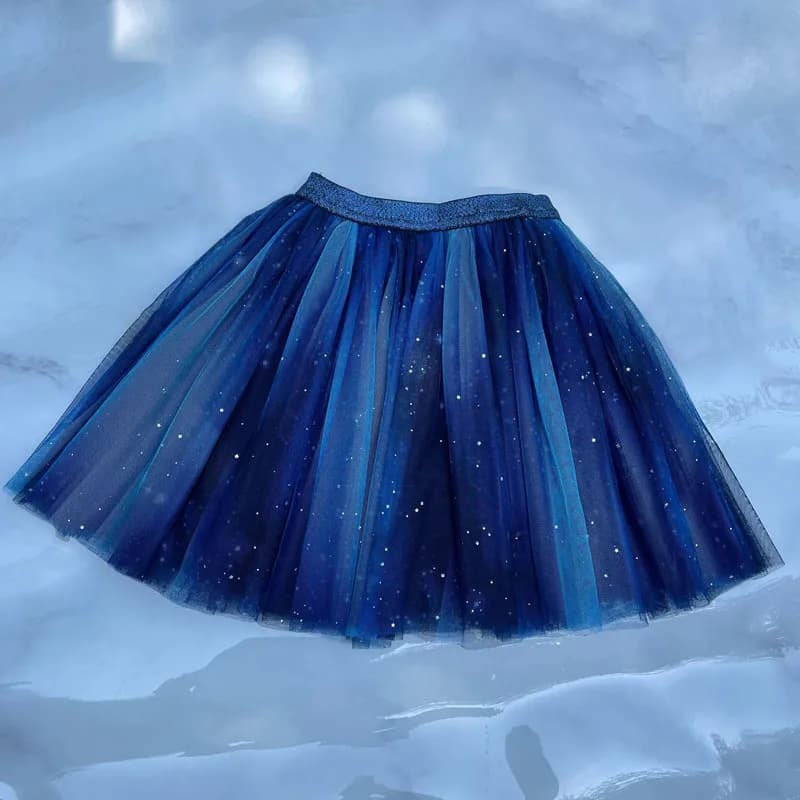 DE PEACH Gonne Tutu in Pizzo alla Moda per Bambine, Gonna Principessa Blu Soffice in Tulle per Primavera Estate, Costume da Ballo per Feste per Bambini