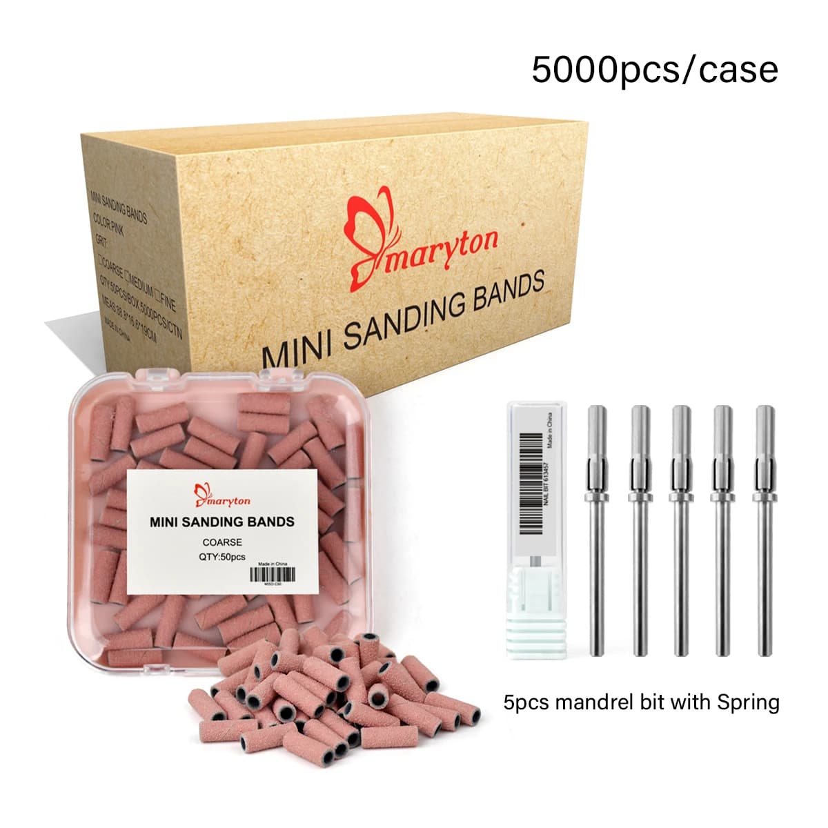5000 pezzi/cartone punte da trapano per unghie set rosa 3mm mini nastri abrasivi kit accessori per manicure strumenti