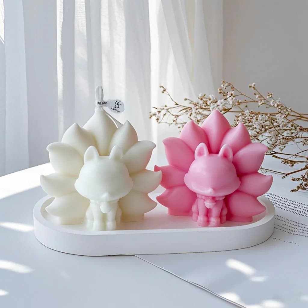3D Volpe a nove code Stampo in silicone Stampo in resina epossidica di cristallo Volpe fai da te Aromaterapia Candela Gesso Pendolo Stampo Sapone Candela Making