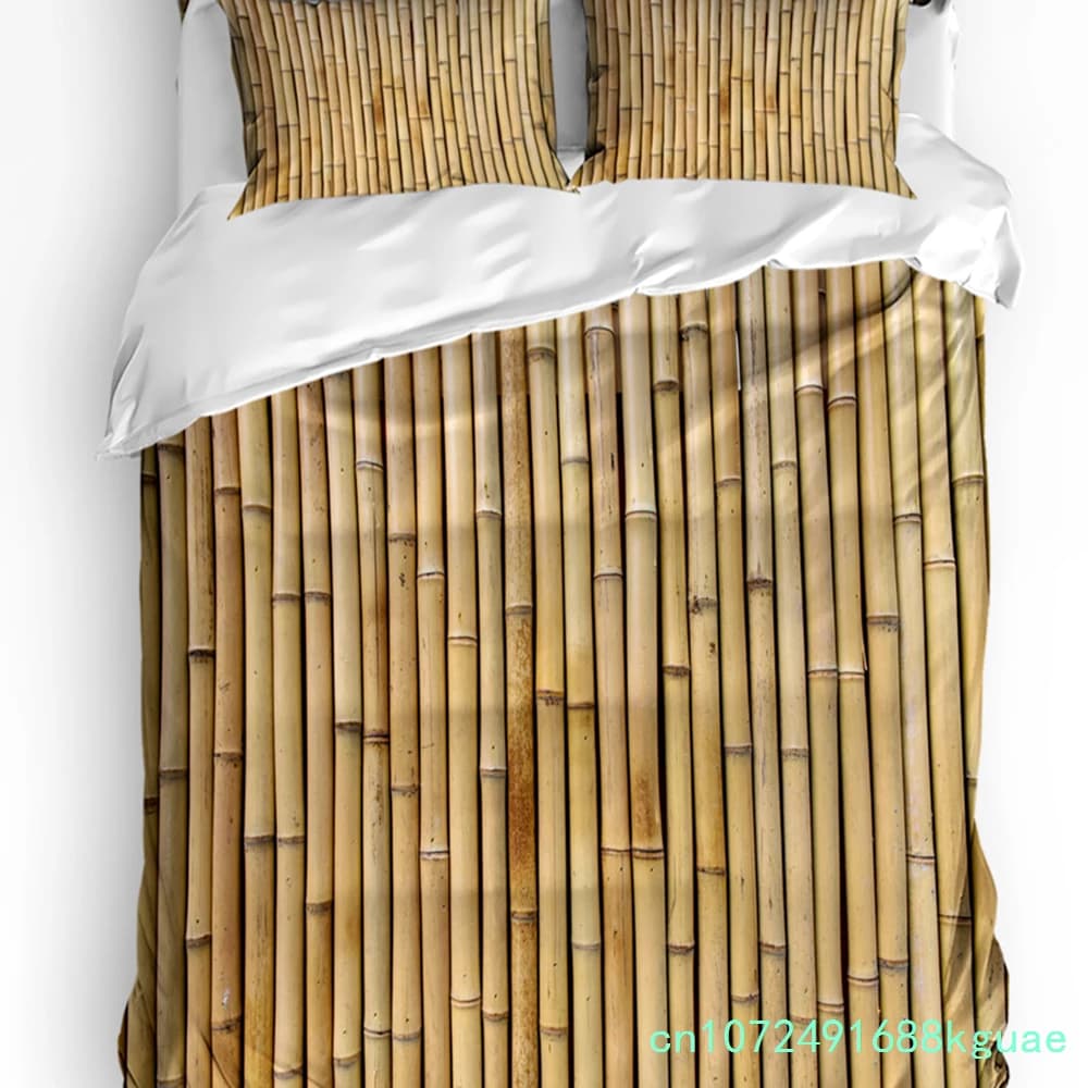 Bamboo Retro Shabby Plant Duvet Cover Bed Bedding Set Double Home Textile Quilt Cover Pillowcases Bedroom Bedding Set No Sheet
