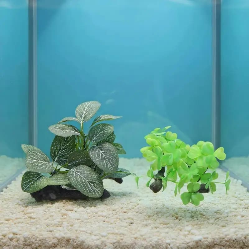 Artificial plant in floating wood for aquarium decorations Plastic plant copper ornament for aquarium accessories