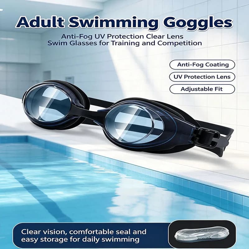 Silicone Swimming Goggles with Storage Case, UV Protection Anti Fog Waterproof Swim Goggles for Youth & Adults