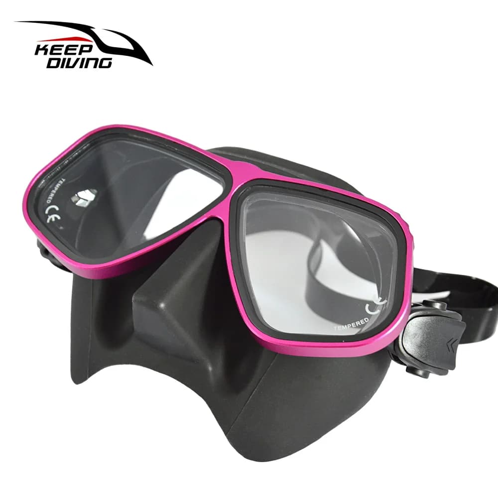 Free Underwater Mask Ultra Low Volume Snorkeling Glasses Diving Glasses with Colorful Alloy Frame for Diving