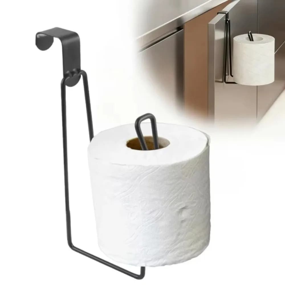Stainless Steel Toilet Paper Holder No Punching Wall Mount Hanging Paper Towel Rack Multifunctional Easy Hooks