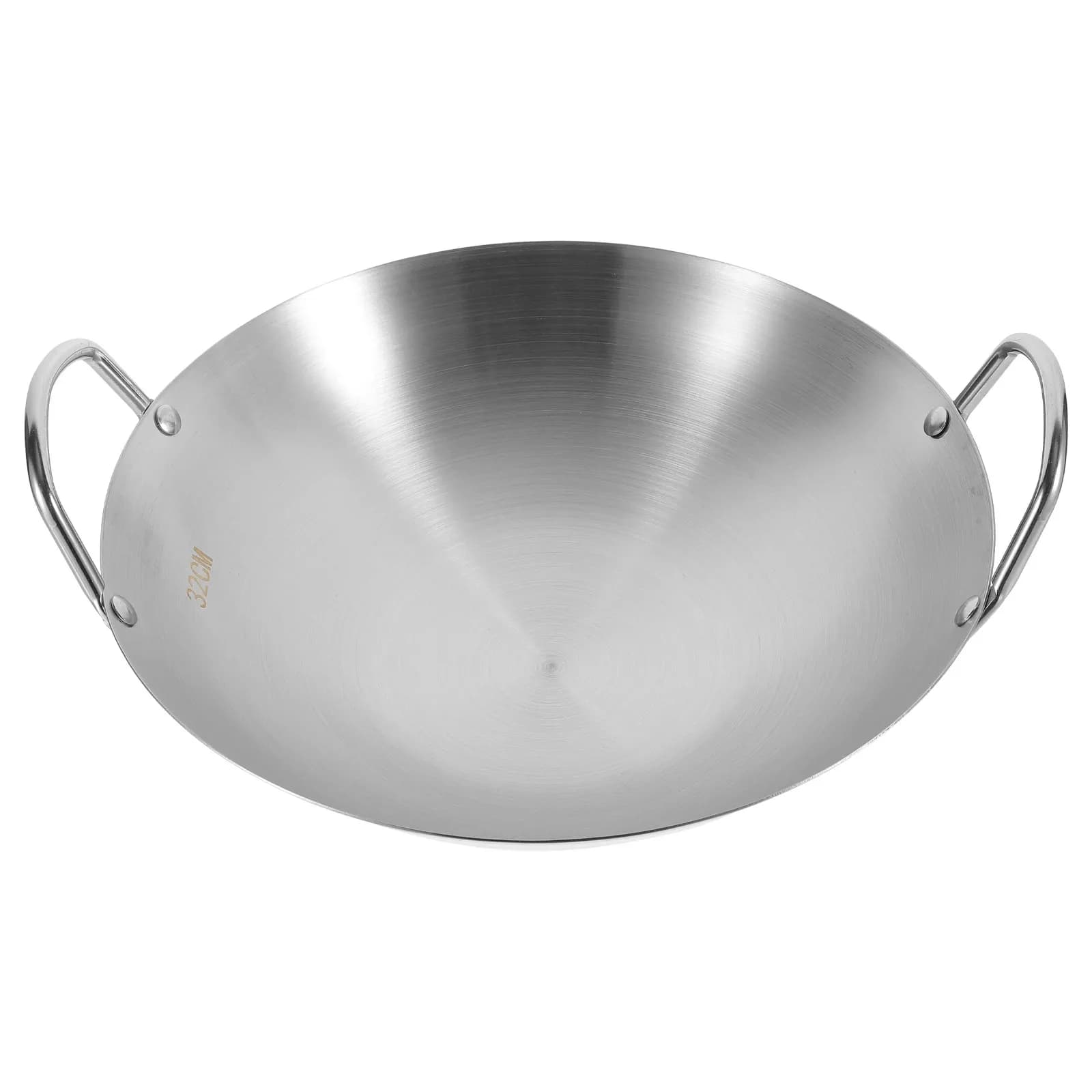 Stainless Steel Frying Wok Ergonomic Handle Gas Stove Round Bottom Pan Non-Stick Multi-Functional Cooking Pan for Home Kitchen