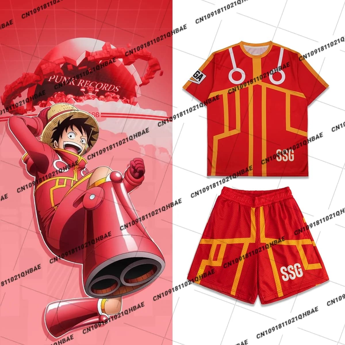 New Egghead Island Monkey D. Luffy Anime Enthusiasts Cosplay Costume Men Fashion Leisure Sports Set Oversized Tshirt Shorts Set